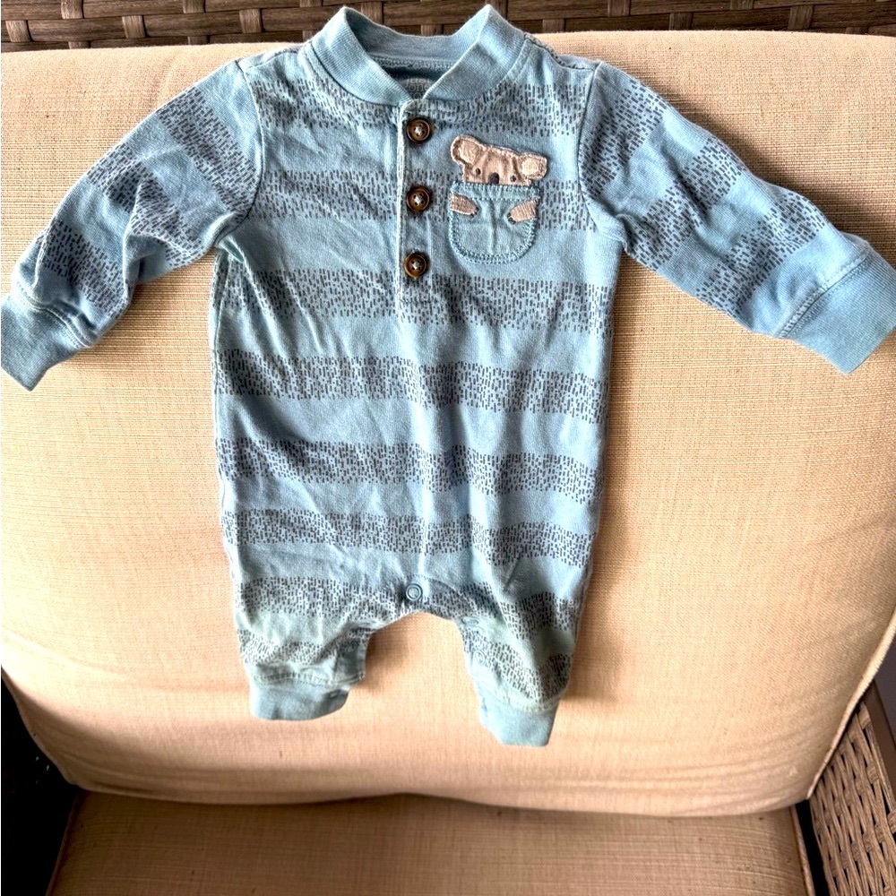 Carter's, Just One You, Long Sleeves, Blue, Striped, w/ Koala Bear Design